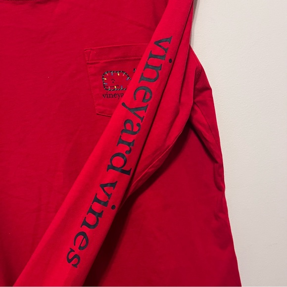 Vineyard Vines Christmas Red Long Sleeve Pullover T Shirt Size X Small - Picture 4 of 10